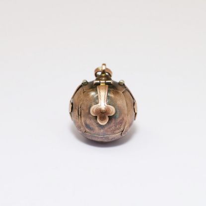 Picture of Antique 9k Rose Gold & Sterling Silver Masonic/Freemason's Folding Orb Fob/Charm with Symbols Inside