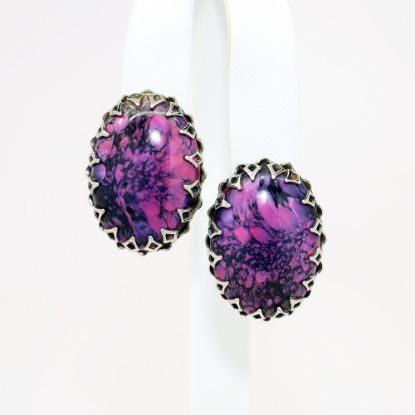 Picture of Vintage Schreiner Sugilite (?) Cabochon Clip-On Earrings