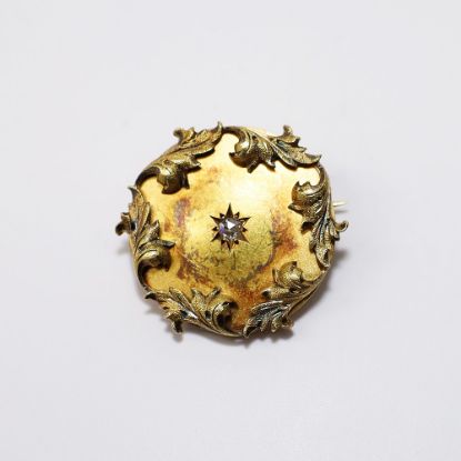Picture of Antique Victorian Era 18k Gold & Rose Cut Diamond Brooch