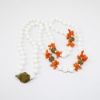 Picture of Vintage Signed Miriam Haskell Milk Glass, Branch Coral & Gilt Brass Beaded Necklace.
