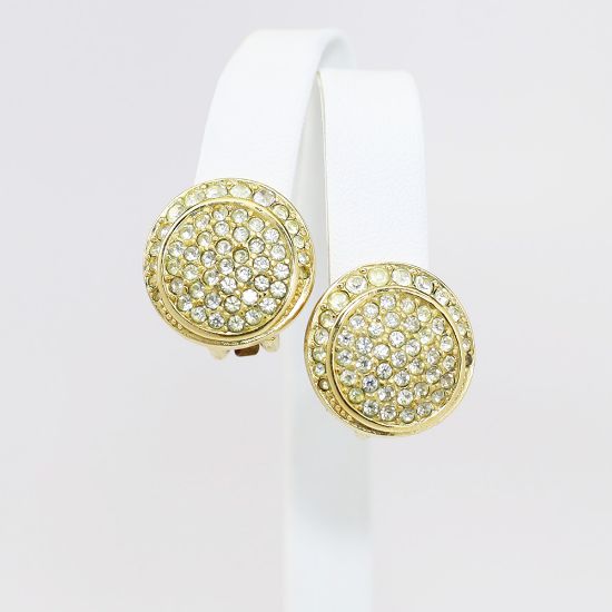 Picture of Vintage Signed Christian Dior Disc Shaped Rhinestone Earrings