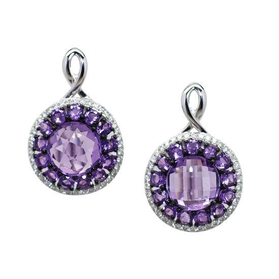 Picture of Amethyst and diamond earrings, 18k white gold