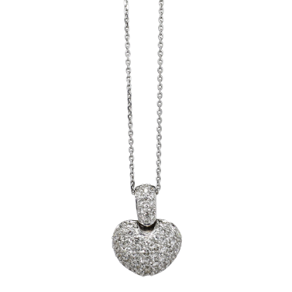 Picture of 1.02ct diamond pave heart necklace, 18k white gold