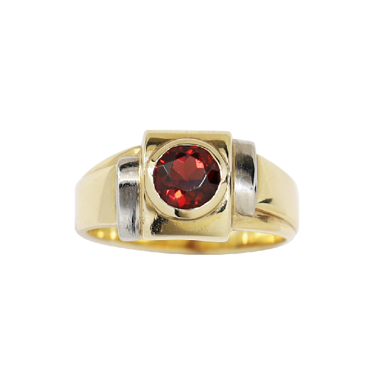 Picture of Men's Garnet ring, 14k two tone gold