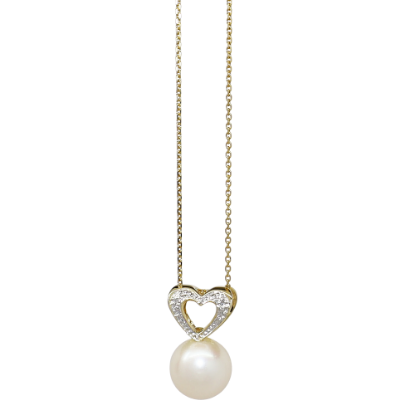 Picture of Pearl pendant, 14k yellow gold with diamond accent