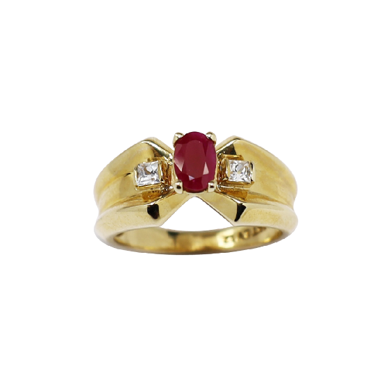 Picture of Ruby ring with diamond accent, 14k yellow gold