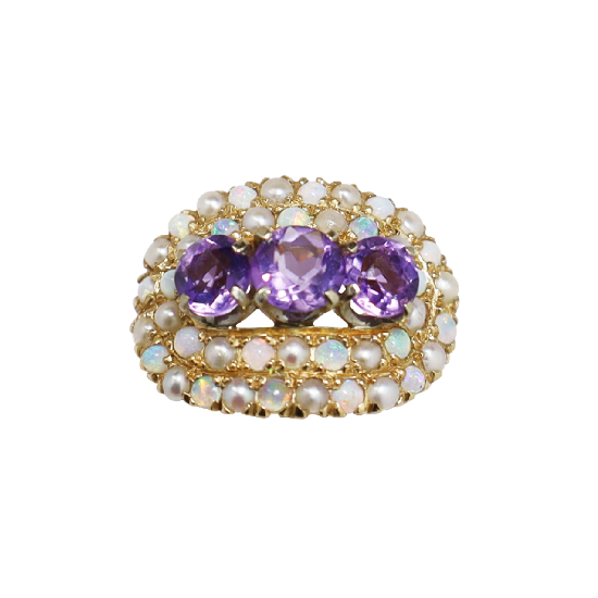 Picture of Amethyst and opal ring, 14k yellow gold