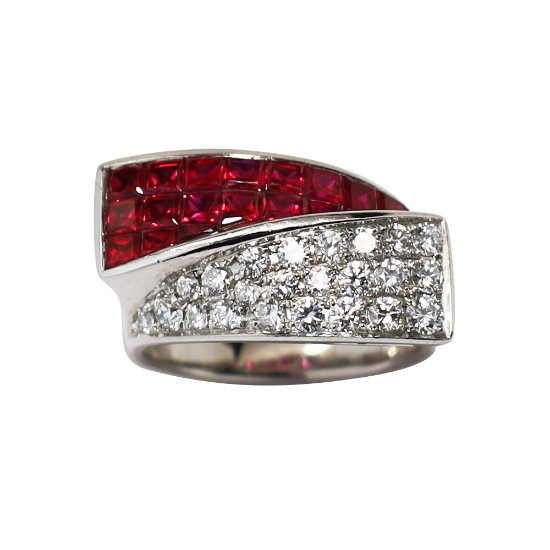 Picture of 18K White Gold Diamond & Ruby Fashion Ring