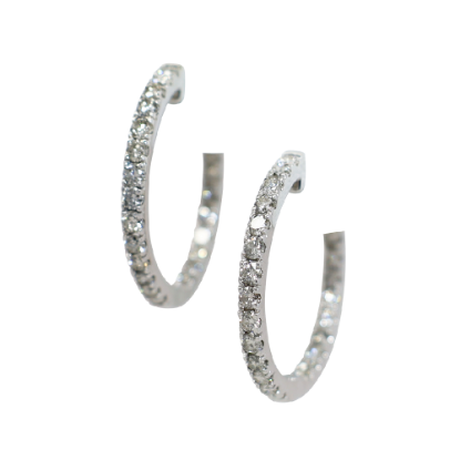 Picture of 1.75ct diamond hoop earrings, 14k white gold