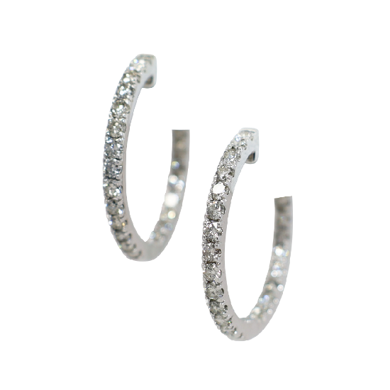 Picture of 1.75ct diamond hoop earrings, 14k white gold