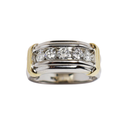 Picture of Men's 14K Two Tone Gold Channel Set Diamond Ring