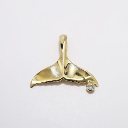Picture of Signed Robert Wyland 14k Gold & Diamond Whale Tail Pendant