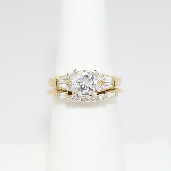 Picture of 0.98ct Round Brilliant Cut Diamond Ring Bridal Set, 14k Yellow Gold