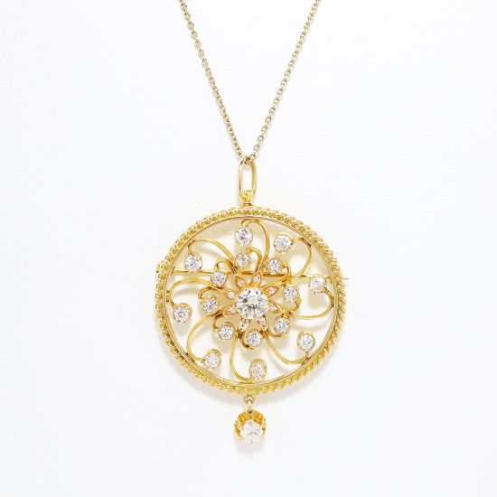 Picture of Antique Diamond Pendant/Brooch, 18k Yellow Gold