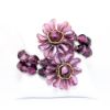 Picture of Vintage Miriam Haskell Purple Gripoix Beaded Flower Wrap Bracelet & Earring Set