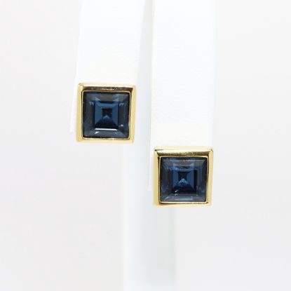 Picture of Vintage Christian Dior London Blue Rhinestone Post Back Earrings with Original Box