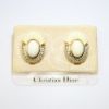 Picture of Vintage Christian Dior Sculpted Ivory Plastic & Clear Rhinestone Clip-On Earrings