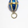 Picture of Vintage Gilt Sterling Silver with Blue & Pale Yellow Guilloche Enamel Fabergé Style Egg Charm