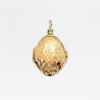 Picture of Vintage .835 Gilt Silver, Pink Guilloche Enamel & Garnet Fabergé Style Egg Pendant/Locket