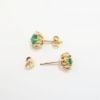 Picture of Emerald Stud Earrings with Diamond Halo, 14k Yellow Gold