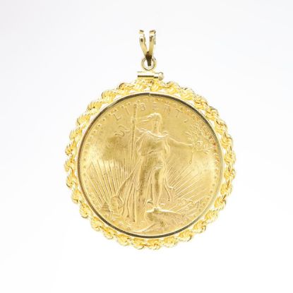 Picture of 1924 Gold Twenty Dollar Coin Pendant with 14k Rope Bezel