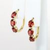 Picture of Oval Garnet Hoop Earrings, 14k Yellow Gold