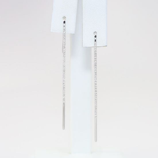 Picture of 14k White Gold & 0.33ct Diamond Modern Hook Earrings