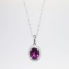 Picture of Oval Garnet with Diamond Halo Pendant Necklace, 14k White Gold