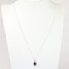 Picture of Oval Garnet with Diamond Halo Pendant Necklace, 14k White Gold