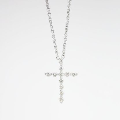 Picture of 0.18ct Diamond Cross Pendant, 14k White Gold