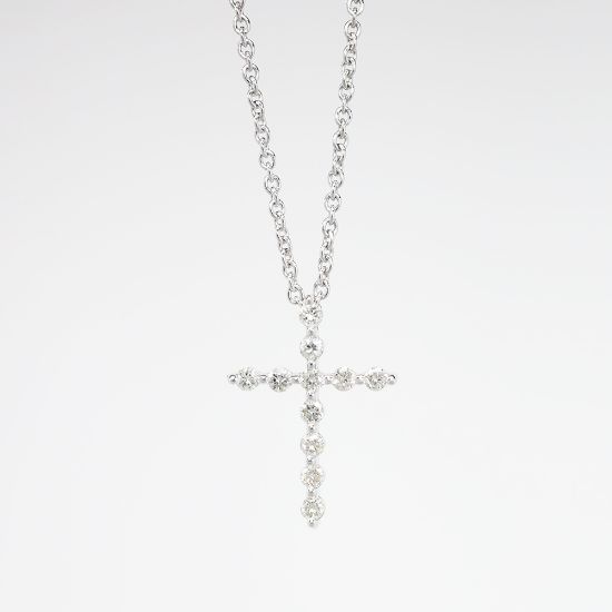 Picture of 0.18ct Diamond Cross Pendant, 14k White Gold