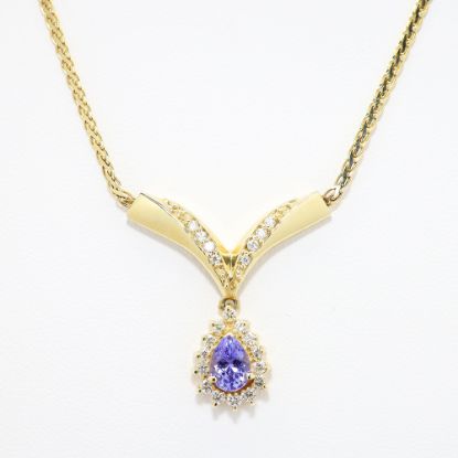 Picture of Tanzanite and Diamond Necklace, 14k Yellow Gold