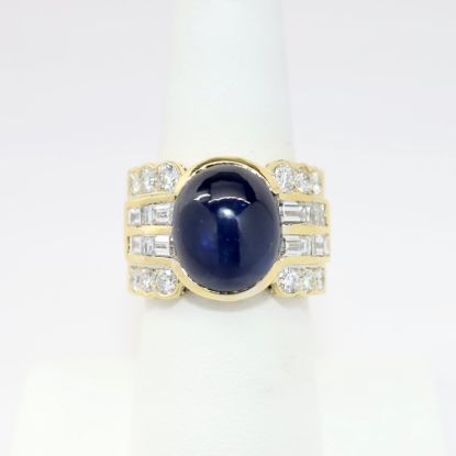 Picture of 10.71ct Oval Sapphire Cabochon Ring, AGL Certified, 18k Yellow Gold