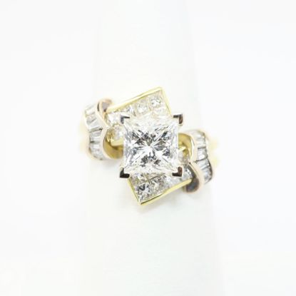 Picture of GIA Certified 1.98ct Princess Cut Diamond Ring, 18k Yellow Gold