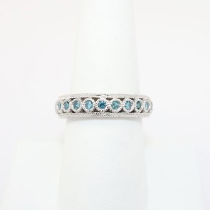 Picture of Blue Diamond Band Style Ring, 14k White Gold