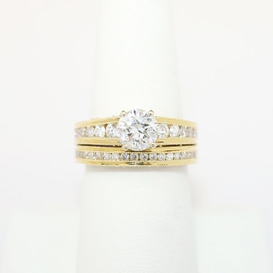 Picture of 1.06ct Round Brilliant Cut Diamond Bridal Ring Set, 14k Yellow Gold