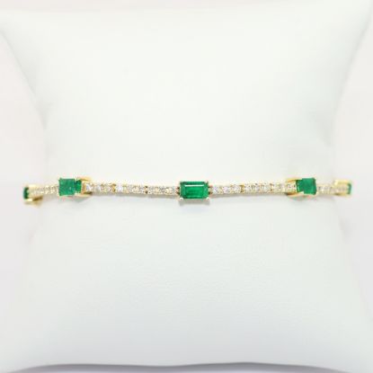 Picture of Emerald and Diamond Bracelet, 14k Yellow Gold