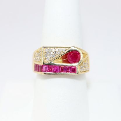 Picture of Ruby and Diamond Ring, 18k Yellow Gold