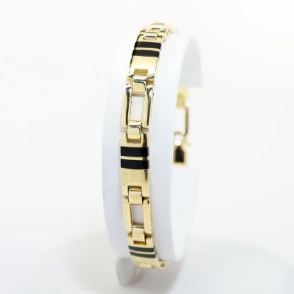 Picture of 14k Yellow Gold & Black Onyx Inlaid Chain Bracelet