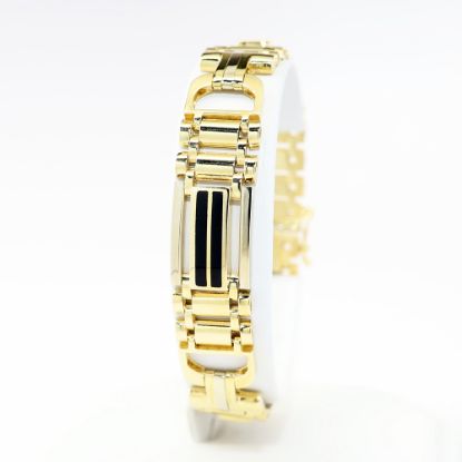 Picture of 14k Yellow Gold & Black Onyx Inlaid Chain Bracelet