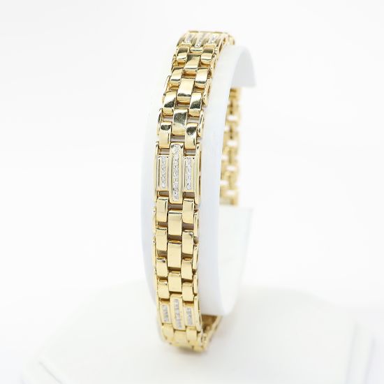 Picture of 10" Yellow Gold Chain Link Bracelet with Diamond Accents