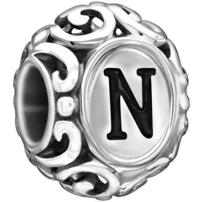 Picture of Chamilia - "N" Round With Black Enamel