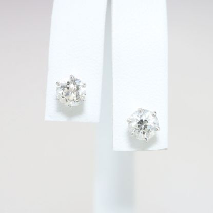 Picture of 14K White Gold 1.90ct Diamond Solitaire Stud Earrings