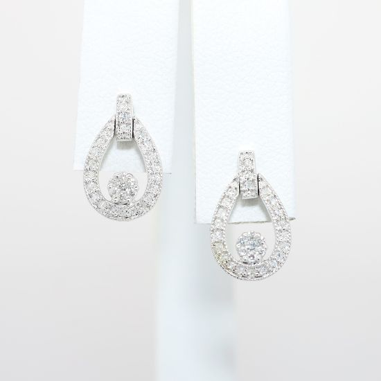 Picture of 14K White Gold Diamond Drop Earrings