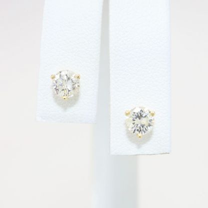 Picture of 14K Yellow Gold & 1.16ct Diamond Solitaire Stud Earrings
