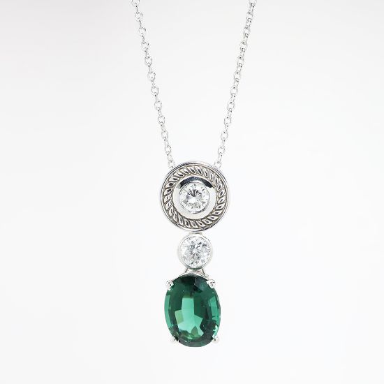 Picture of Custom 14k White Gold & 5.55ct Tourmaline & Diamond Pendant