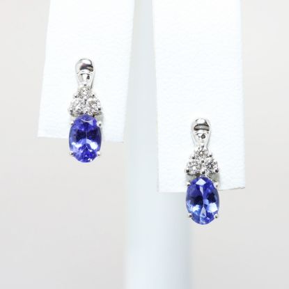 Picture of 14k White Gold, 1.00ct Tanzanite & Diamond Dangle Earrings with Post & Nut Closures