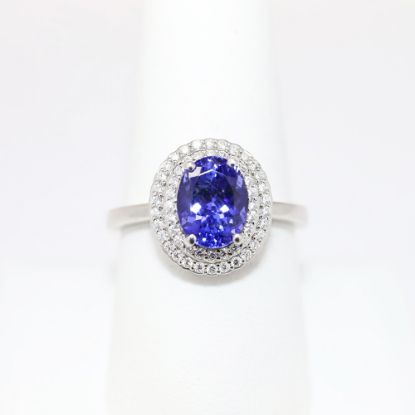 Picture of Platinum & 2.5ct Tanzanite Ring with .54ct Diamond Halo