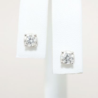 Picture of 14K White Gold & .90ct Diamond Solitaire Stud Earrings