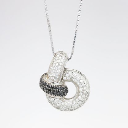 Picture of 14K White Gold Pendant with Black & White Diamonds on 18" White Gold Chain